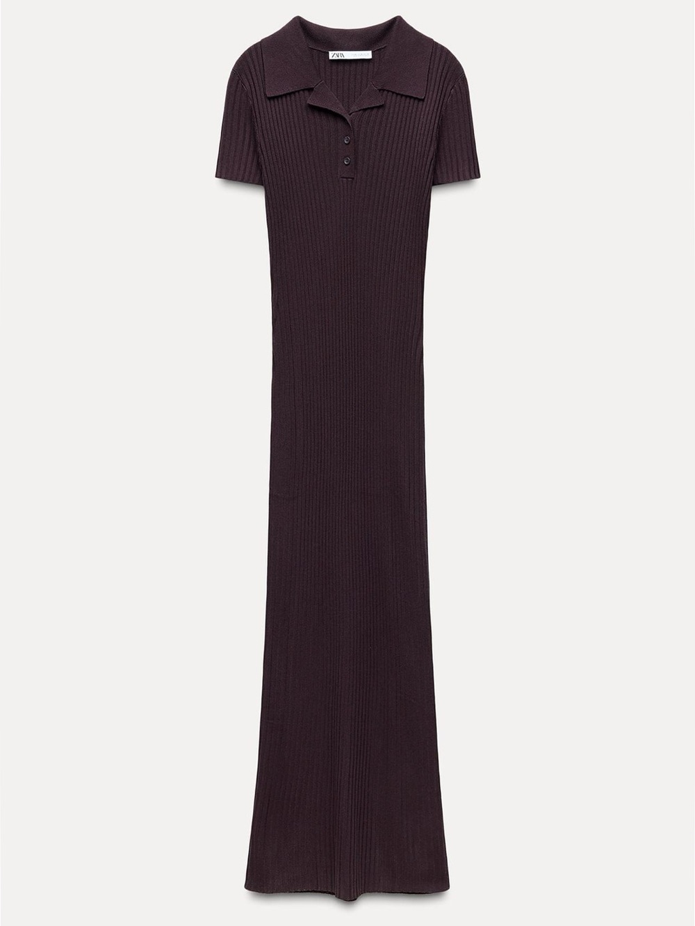 Zara Ribbed Polo Maxi Dress - Plum